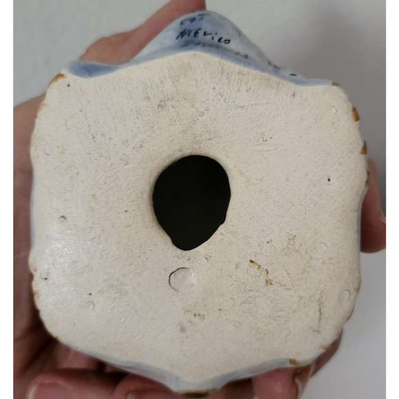 VTG Ken Edwards Cat Signed Tonala Mexico Pottery Turtle Figurine Blue Bird flora - Picture 4 of 6